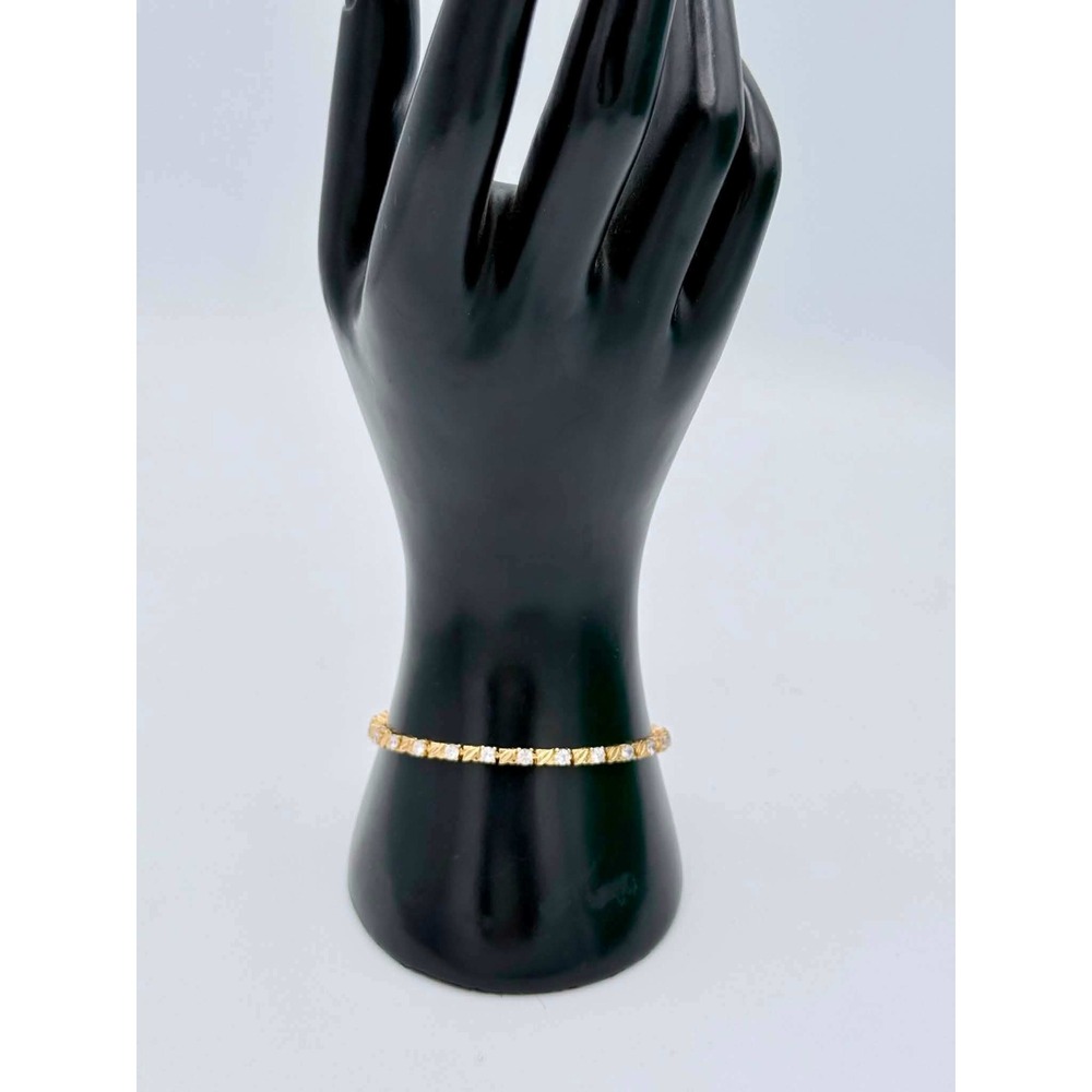VTG DAC Deborah Armstrong Gold Tone Clear Crystal Tennis Bracelet 7"